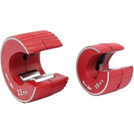 BARKBUSTERS Mini coupe-tube rond en alliage de zinc, outil de coupe pour tuyaux de plomberie, en aluminium, cuivre et PVC, rouge, 15 mm + 22 mm (1/5)