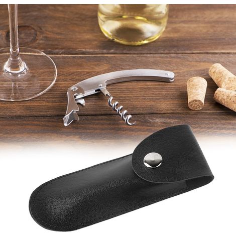 Nouveau décapsuleur, étui en cuir, petit sac en cuir, ensemble couteau à vin en cuir, outil à vin, sac en PU (noir) (1/5)