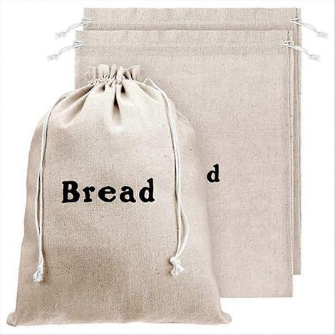 Sacs à pain en lin (paquets de 3) Sacs à pain réutilisables en toile de jute avec cordon de serrage (1/5)