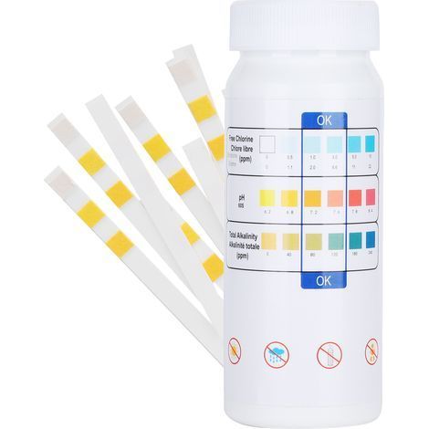 3-in-1-Wasser-pH-Teststreifen, Chlor-Teststreifen für Schwimmbad und Whirlpool, Zubehör für Poolreiniger (1/5)