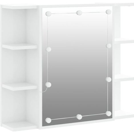 Mirror Cabinet with LED High Gloss White 70x16.5x60 cm vidaXL (1/5)