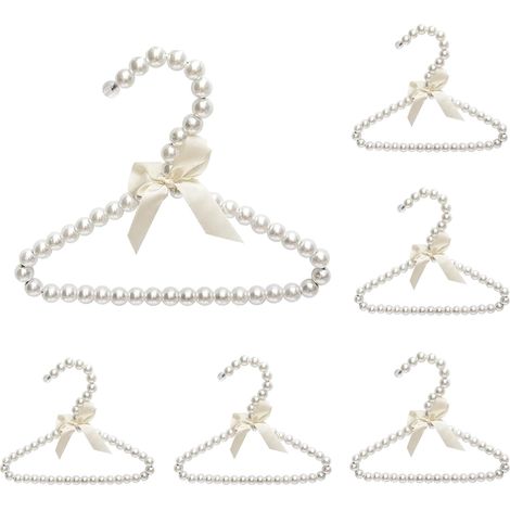 Lot de 6 mini cintres élégants en perles avec nœud en ruban pour animaux de compagnie, chiens, chats, petits bébés et enfants (1/5)