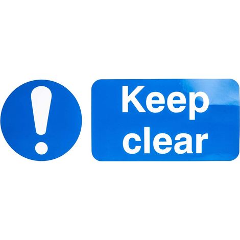 Panneau de sécurité incendie Auto-Adhésif, Keep Clear, texte en Anglais, Blanc, Vinyle ( Prix pour 1 )