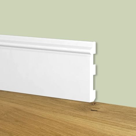 Battiscopa Zoccolino BIANCO mod. ETNICO 80x13mm in POLIMERI - Polistrutturato (prezzo al metro)