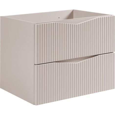 Meuble de salle de bain sous vasque suspendu CLEO beige 60 cm façades rainurées
