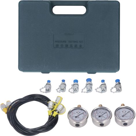 Kit de Test de Pression Hydraulique 3 Manomètres 6 Raccords 3 Flexibles Coffret Portable pour Équipements Industriels (1/5)
