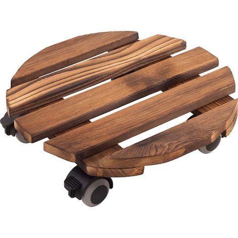 Chariot pour Plantes 825270, Ø 300 mm, Charge maximale 60 kg, Plaque de pin, Look Vintage, Roues TPE avec 4 blocages, Rouleau d'intérieur, Support de Transport pour Plantes (1/5)