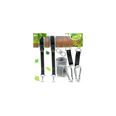 Sangle de hamac, sangle de suspension, sangles de suspension de haute qualité pour hamac et balancelle de jardin, charge maximale 1000 kg (noir) (1/5)