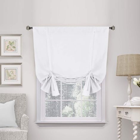 Rideaux blancs purs, rideaux occultants et isolants thermiques pour salle de bain, avec panneaux à œillets - 107 cm (L) x 160 cm (l) (1/5)