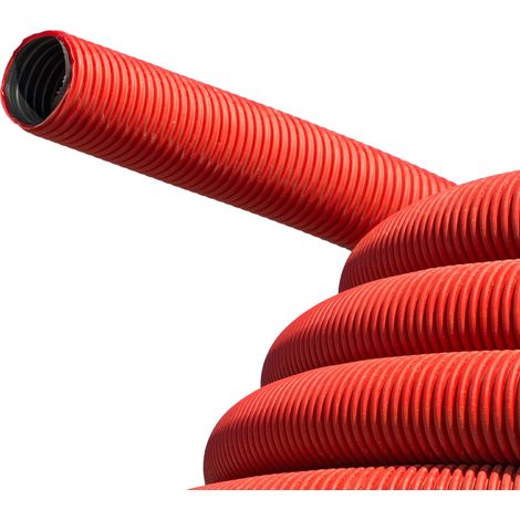tecuro PE Kabelschutzrohr Ø 50 mm außen x Ø 40 mm innen - 12 Meter, rot , Erdverlegung gem. DIN EN 50086-2-4