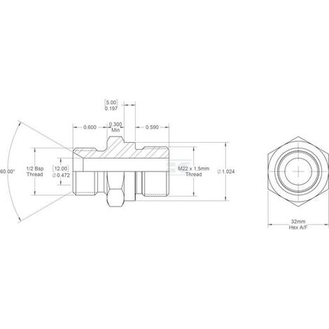 Kupplung M/M 1/2 B x M22 x 1,5 6149 BURNETT & HILLMAN VNBM0822ISO6149