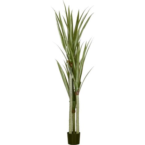 Yuca artificial de 190 cm con maceta, planta decorativa de plástico PE verde con 39 hojas, HOMVRA (1/5)