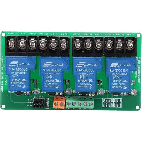 Relaismodul mit 4 Kanälen, automatischer Steuerung, Hoch-/Niedrigpegel-Triggerung, elektronisches Bauteil, 5 V