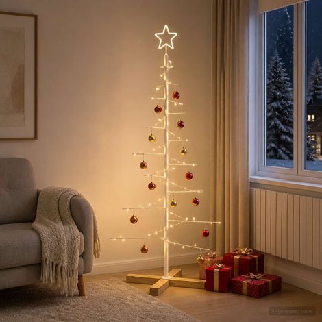 Sapin de Noël en métal avec support KUOPIO 120 cm Acier Blanc (1/5)