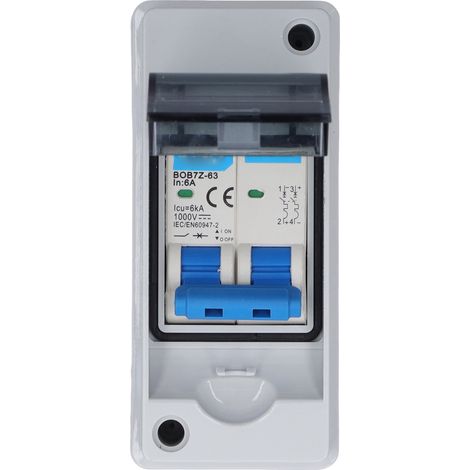 Interrupteur sectionneur CC 6 A 1000 V, disjoncteur miniature avec boîtier de distribution étanche IP65 pour panneaux solaires photovoltaïques (1/5)