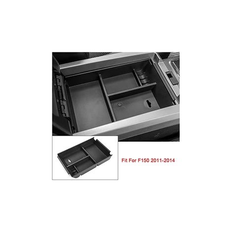 Boîte de rangement noire pour console centrale de voiture, compatible avec Ford Raptor F150 2011-2014 (sauf XL/XLT). Accessoires intérieurs. (1/5)