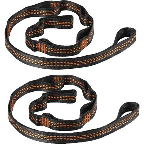 Lot de 2 sangles robustes pour hamac - Accessoires de camping avec boucles d'extension, ceinture de suspension multi-usage pour balançoire de yoga et système de suspension portable (1/5)