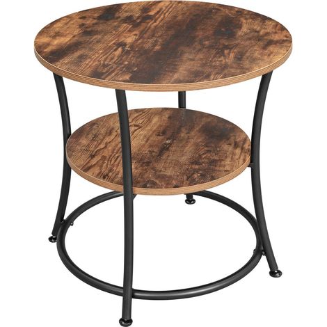 Mesa de centro redonda pequeña marrón oscuro BEGRYF 56x56x55 (1/4)