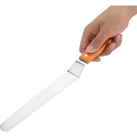 Espátula de acero inoxidable con mango de madera para alisar pasteles, pan y crema (3) (1/5)