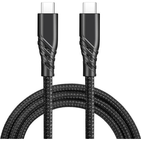 Type-C Datenkabel 2m Nylongeflecht ultra-langlebig Hochgeschwindigkeits-USB 2.0 Ladekabel Schwarz (1/5)