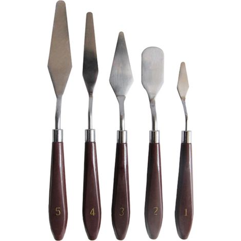 Couteau À Peindre - Lame En Acier Inoxydable - Pour Peinture À L'huile Et Acrylique - Lot De 5 (1/5)