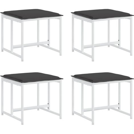 Tabourets de jardin avec coussins 4pcs blanc acier et textilène (1/5)