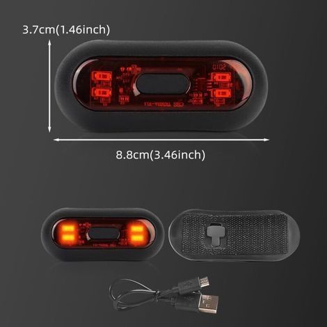 Wiederaufladbares LED-Fahrradrücklicht per USB, Lampe für Helm oder Rucksack. (1/4)