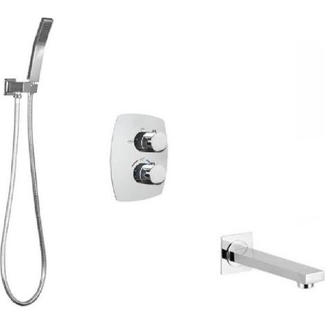 Mitigeur de bain encastré chromé – Douchette à main – Thermostatique – Modèle 200822-4 (1/5)