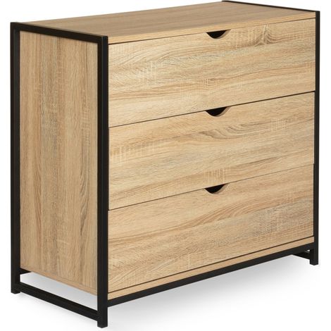 Commode 3 tiroirs IDMARKET DETROIT - 80 cm - Design industriel - Naturel
