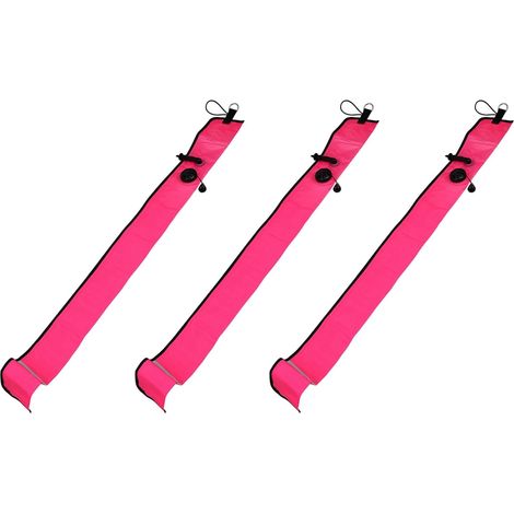 3X 1 M PlongéE sous-Marine Gonflable SMB Signal Marqueur BouéE Visibilité Flotteur Signal Tube Saucisse, Rose Rouge (1/5)