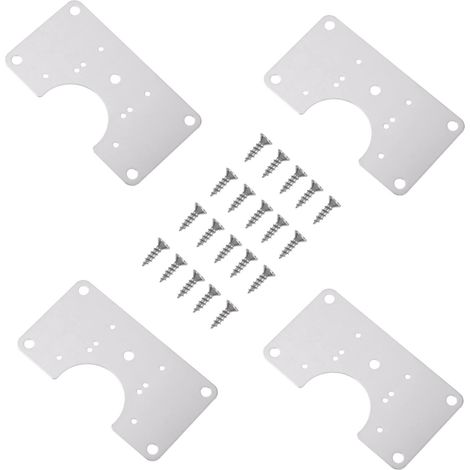 Juego de 4 placas de fijación para bisagras de armario de acero inoxidable, kit de reparación e instalación para bisagras de puertas fijas de armario.