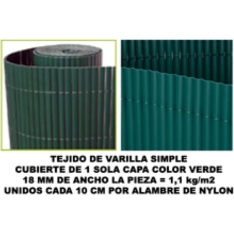Canne Bambou PVC 1 Face 18 mm Couleur Vert 200x500 cm MZ8006