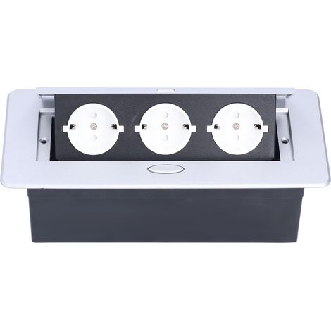 Prise encastrée au sol, multiprise de bureau à ressort à 3 prises avec boîtier de protection, 250 V 16 A