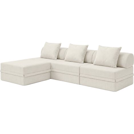 Sofá Modular 3+1+Puff Convertível Veludo Regular (1/4)