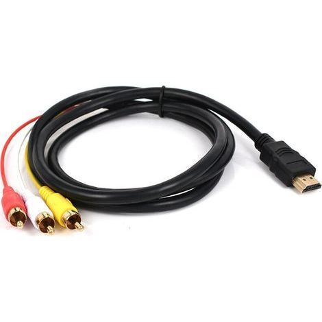 pair Câble HDMI vers 3RCA rouge blanc et jaune décodeur TV câble de connexion de données 1,5 mètres HDMI vers AV (1/4)