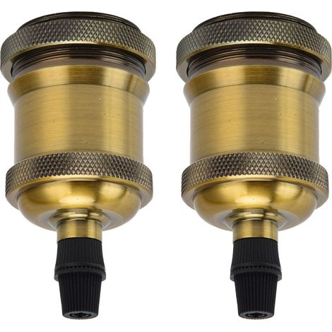 Lot de 2 douilles de lampe vintage rétro en aluminium, accessoires de bricolage pour ampoules vintage E26/27, couleur bronze jaune (1/5)