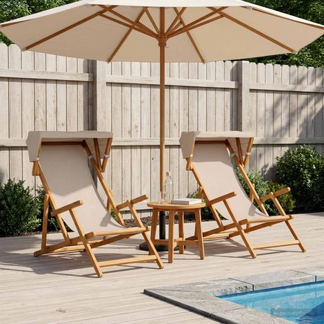 vidaXL Silla de terraza 2 pcs 3 Posición Madera de Eucalipto Maciza (1/5)