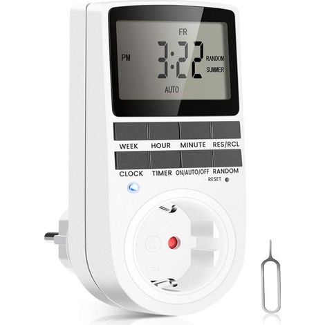 Minuterie numérique 16A / 3680W, prise de courant, 16 programmes configurables, système antivol aléatoire 24/7. (1/4)