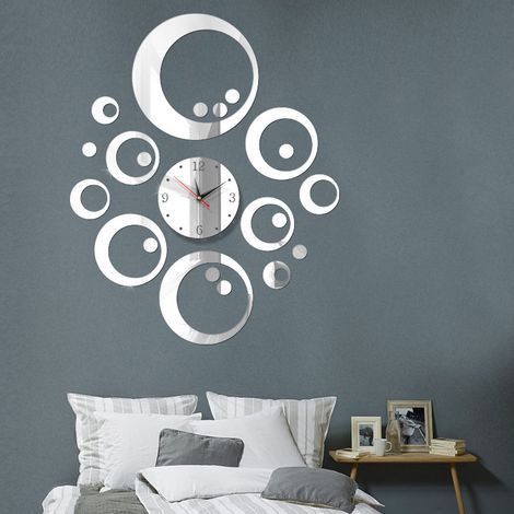 Horloge décorative avec miroir, horloge murale 3D au design moderne. (1/3)