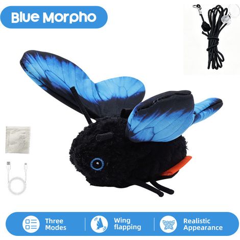 Jouet pour chat papillon à ailes battantes avec capteur intelligent (bleu) (1/5)