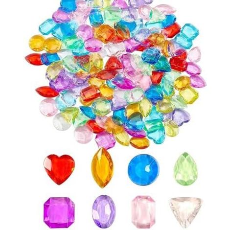 120 Stück Diamanten Kinder, Edelsteine für Kinder Acryl Kinder Bunte Diamant Kristalle Kinder für Kindergeburtstag Edelsteine für Hochzeit Vasen Tischdeko Party Vasenfülle (1/5)