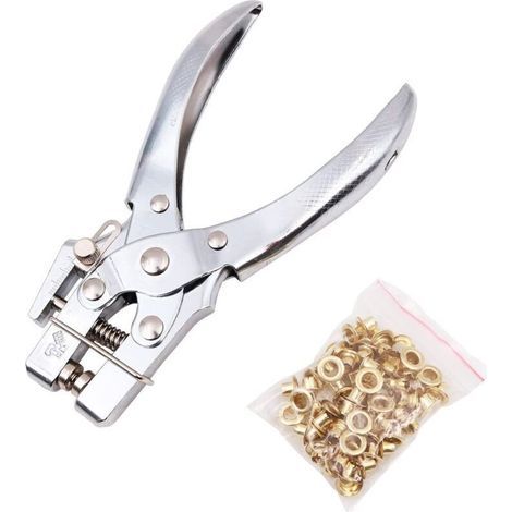 Lot de pinces à riveter à trou unique 5 mm avec rivets argentés pour papier, carton, cuir, ceinture, tissu, plastique fin (1/4)