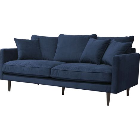 Divano in velluto a 3 posti candice blu inchiostro - Atmosphera créateur d'intérieur (1/4)