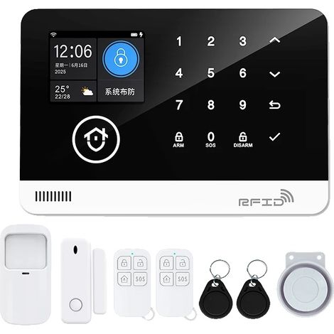 Sistema di allarme di sicurezza, sensori di movimento, controllo tramite app, kit WiFi 2G GSM, senza spina (1/2)