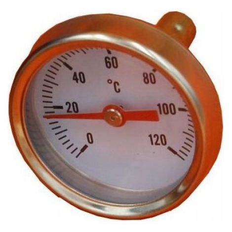 Thermomètre Bimétallique - 40 mm - 0 à 120 °C - Filetage 1/4" - Pour Systèmes de Chauffage et Chaudières - 1 Pièce