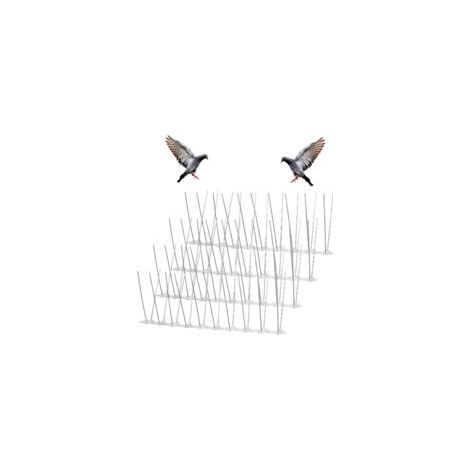 Taubenabwehrspitzen aus Edelstahl, 25 cm, 4er-Pack. Tierfreundliches Abwehrmittel für Balkone. Schnelle, werkzeuglose Montage.