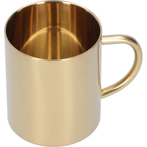 400 ml doppelwandiger, isolierter Edelstahlbecher (304) mit Verbrühungsschutz und goldenem Henkel (1/5)