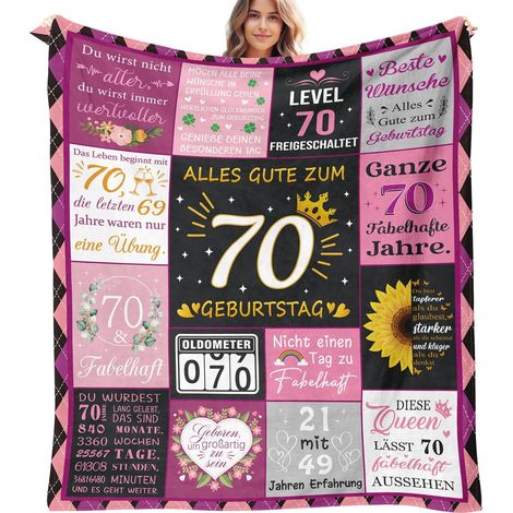 Coperta Flanella Morbida 150x130 cm Regalo 70 Anni Rosa (1/5)