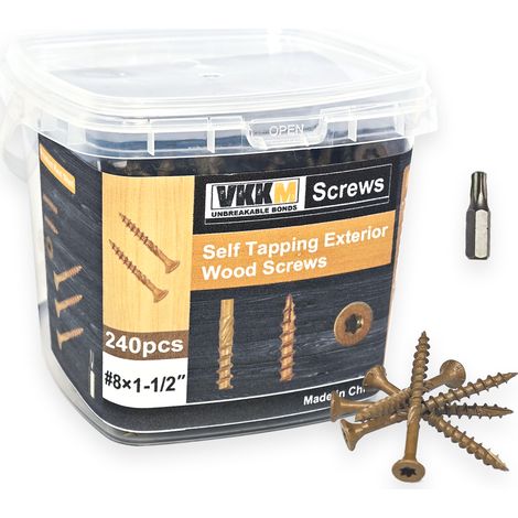 Vis pour Patio Brun Fauve à Rainure, 240PCS 81-1/2 - Assemblage Bois Extérieur, Terrasse/Abri Jardin, Facile à Visser, Idéale pour DIY (1/5)