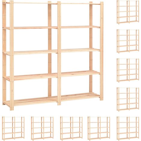 Scaffali per mobili contenitori a 5 ripiani 10 pezzi 170 x 38 x 170 cm Pino 500 kg beige 020045728